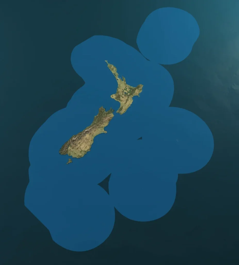 Map of Aotearoa New Zealand showing our marine estate